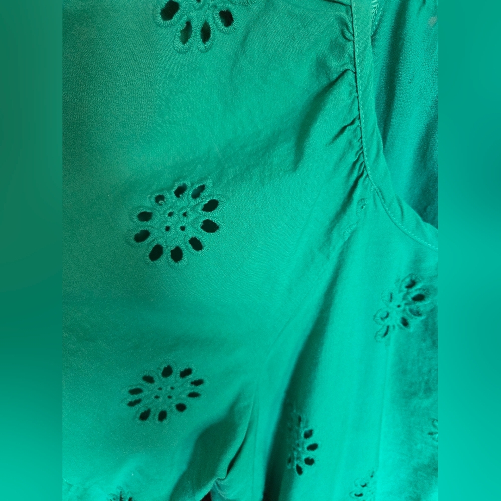 Free Assembly, Green Cotton Eyelet Dress, Sz. XL - Picture 3 of 5